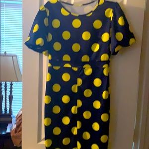 Blue and yellow polka dot dress